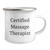 Funny Massage Therapist Gifts from Friends for Birthday Unique Presents, 'You're the Rub' Quote Camping Mug, 12 oz Stainless Steel Enamel Finish - Image 2